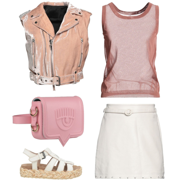 Outfit donna - Una giornata tosta. Stile Rock per Scuola/Università. Abbinamento con espadrillas, minigonne, marsupi, cinture, top.
