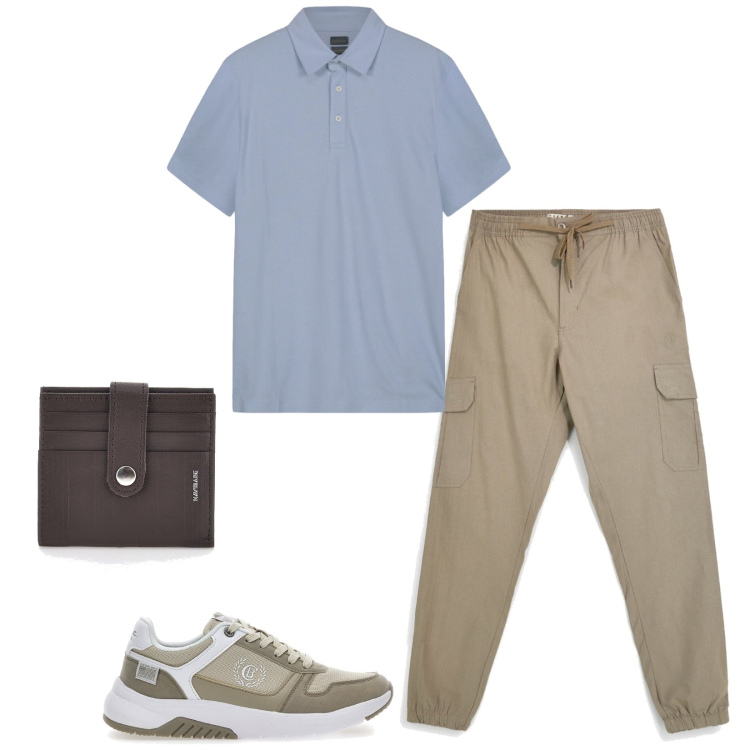 Outfit uomo - Paolo. Stile Casual per Tutti i giorni. Abbinamento con polo, portafogli, sneakers, pantaloni cargo.