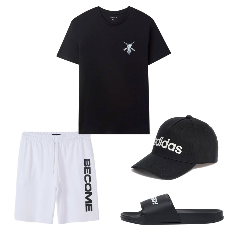 Outfit uomo - Freedom. Stile Casual per Tutti i giorni. Abbinamento con bermuda, t-shirt, sandali, cappelli.
