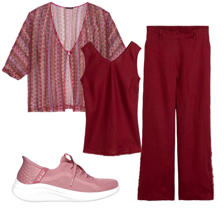 Outfit donna - Total look #2413848. Stile Basic per Tutti i giorni. Abbinamento con pantaloni, canottiere, kimono, sneakers.