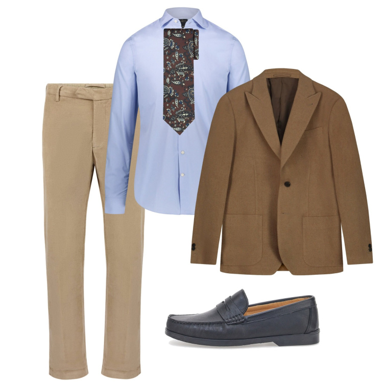 Outfit uomo - Ufficio a giugno. Stile Business/Elegante per Ufficio. Abbinamento con pantaloni, camicie, cravatte, giacche, scarpe stringate.