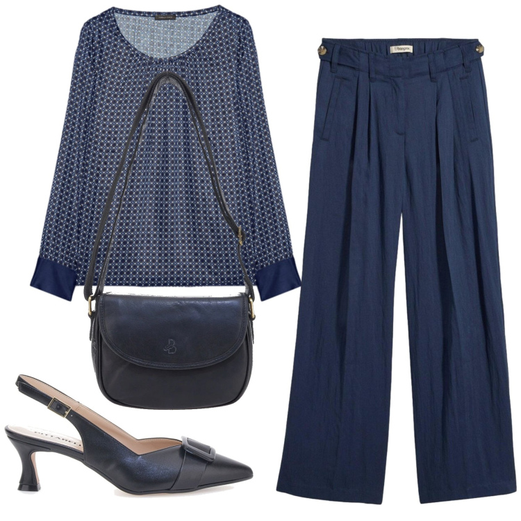 Outfit donna - Total look #2413873. Stile Bon Ton per Serata fuori. Abbinamento con pantaloni, bluse, décolleté, borse a tracolla.