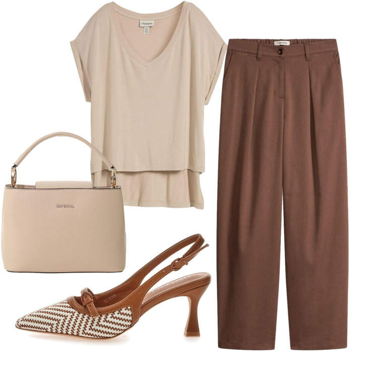 Outfit donna - Total look #2413891. Stile Bon Ton per Ufficio. Abbinamento con bluse, pantaloni, borse a secchiello, décolleté.