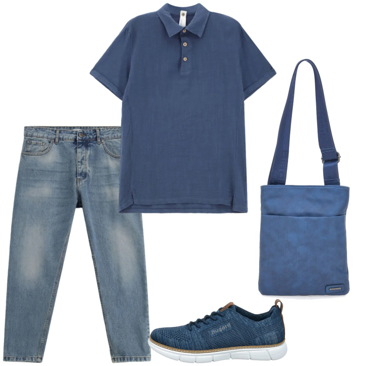Outfit uomo - Paolo. Stile Casual per Tutti i giorni. Abbinamento con jeans, polo, portafogli, sneakers.