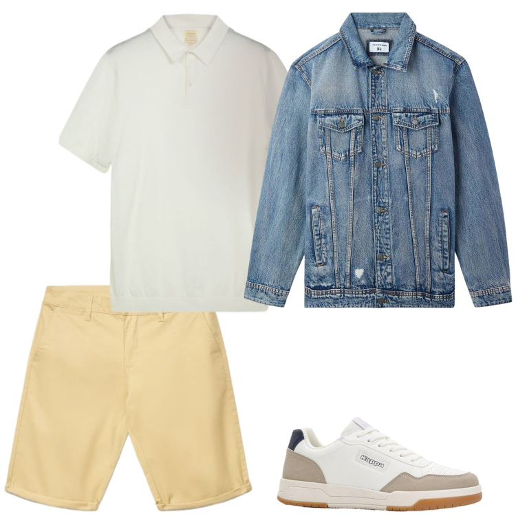 Outfit uomo - Serate fresche. Stile Casual per Tutti i giorni. Abbinamento con sneakers, giacche, shorts, polo.