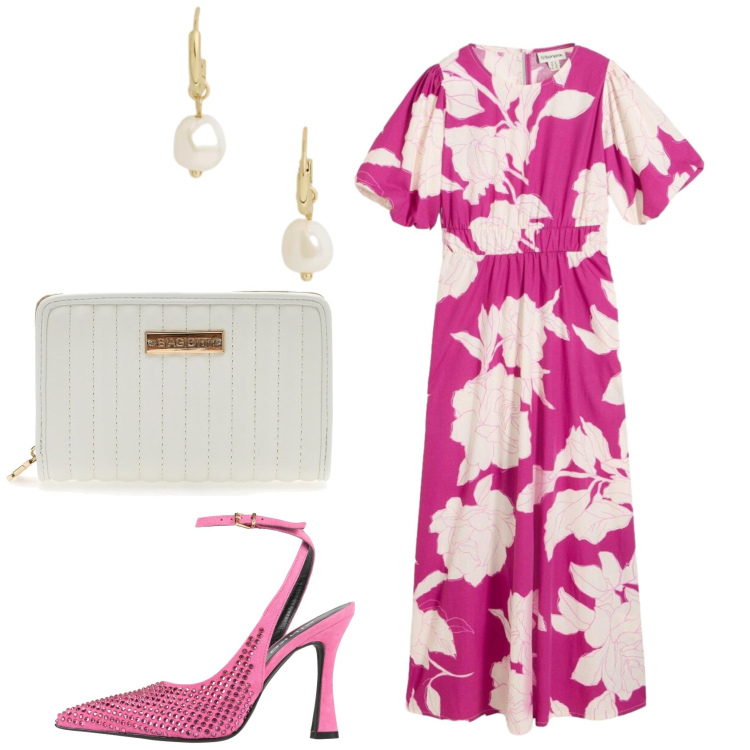 Outfit donna - Total look #2413970. Stile Trendy per Serata fuori. Abbinamento con décolleté, vestiti lunghi, orecchini, portafogli.