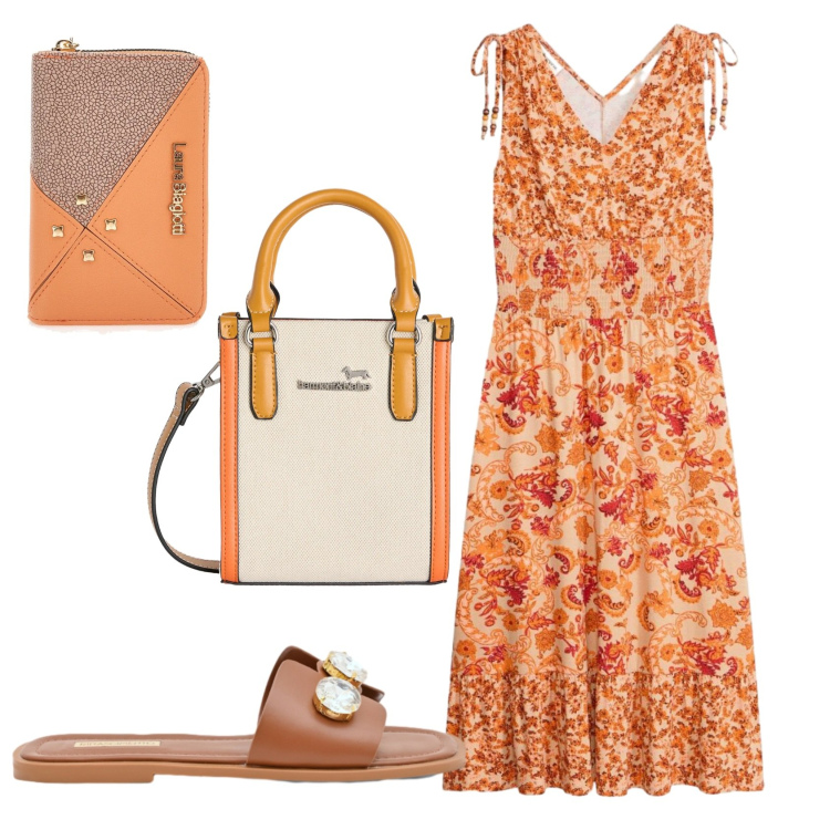 Outfit donna - Total look #2413988. Stile Basic per Tutti i giorni. Abbinamento con vestiti, sandali gioiello, borse tote, portafogli.