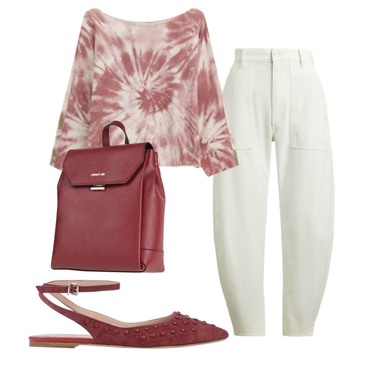 Outfit donna - Total look #2413993. Stile Bon Ton per Ufficio. Abbinamento con ballerine, zaini, top, pantaloni.