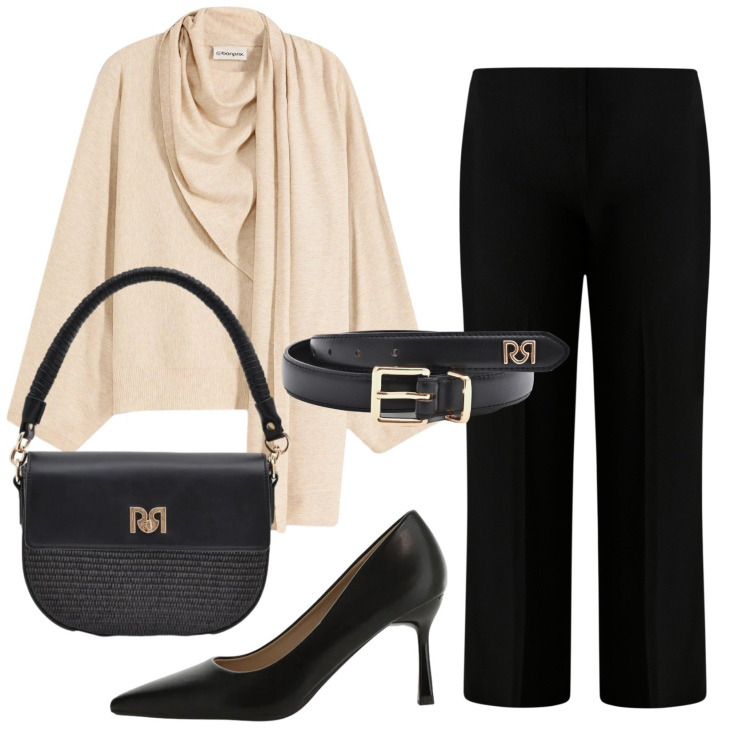 Outfit donna - Total look #2414000. Stile Bon Ton per Serata fuori. Abbinamento con maglieria, pantaloni a palazzo, borse a spalla, cinture, décolleté.