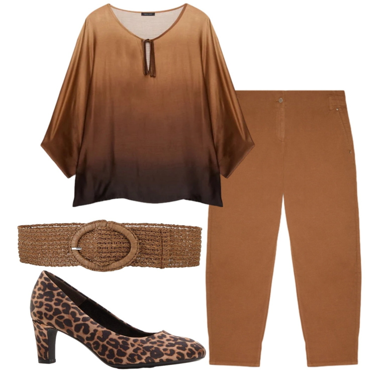 Outfit donna - Total look #2414001. Stile Basic per Ufficio. Abbinamento con cinture, décolleté, pantaloni, bluse.