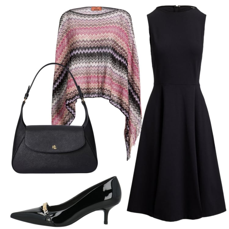 Outfit donna - Total look #2414023. Stile Chic per Serata fuori. Abbinamento con décolleté, cappotti, vestiti senza maniche, borse a spalla.