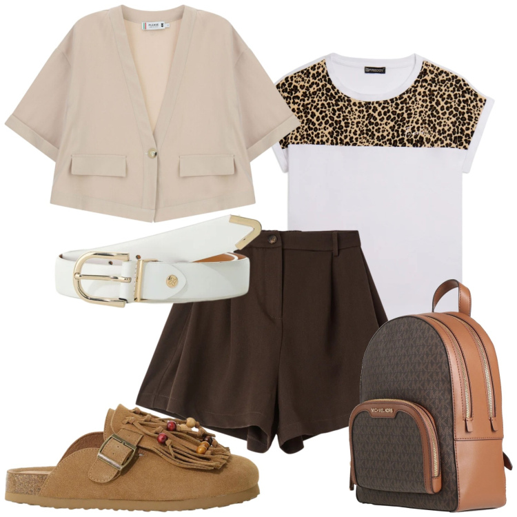 Outfit donna - Total look #2414028. Stile Etnico per Tutti i giorni. Abbinamento con zaini, shorts, cinture, sabot, cappotti, t-shirt.