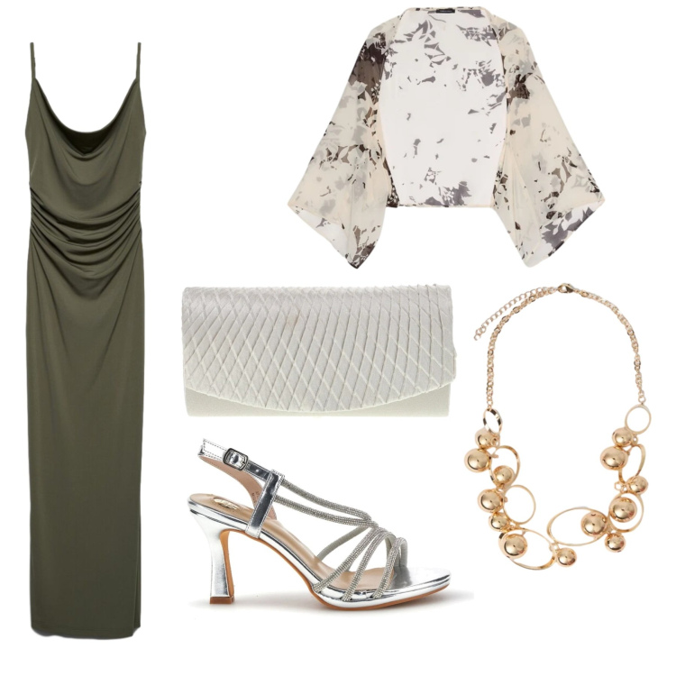 Outfit donna - Total look #2414104. Stile Chic per Cerimonia. Abbinamento con vestiti lunghi, blazer, collane, sandali col tacco, pochette.