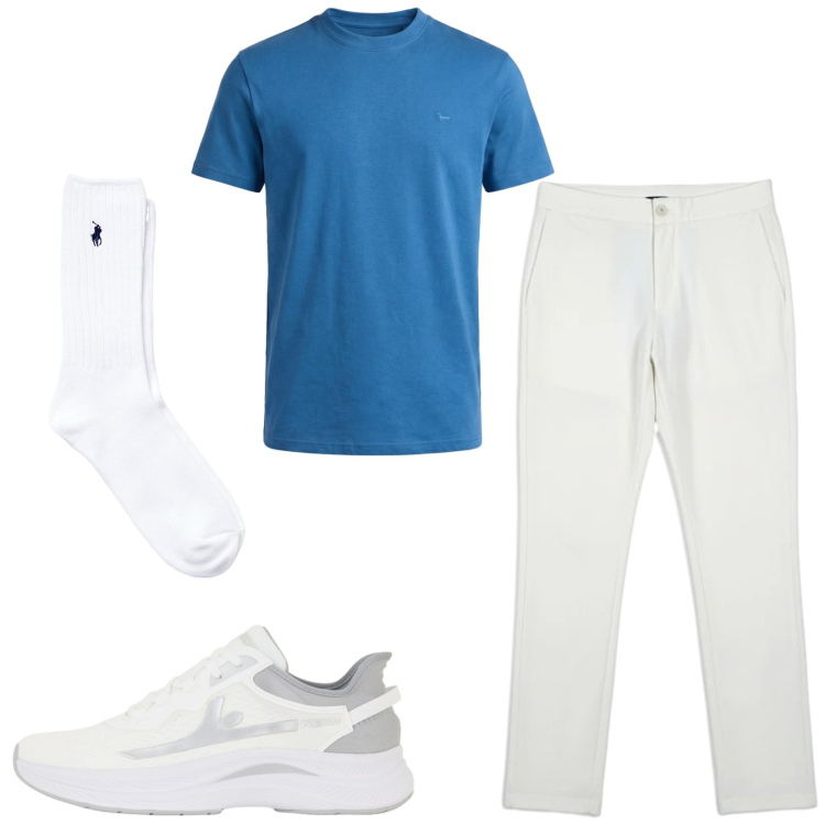 Outfit uomo - Total look #2414122. Stile Casual per Tutti i giorni. Abbinamento con t-shirt, sneakers, calzini, pantaloni.