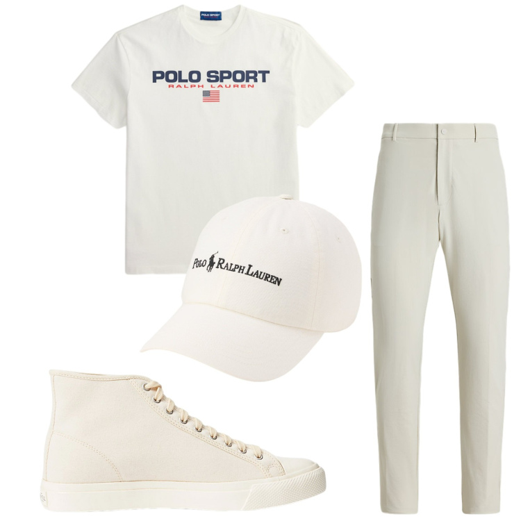 Outfit uomo - Total look #2414130. Stile Casual per Tutti i giorni. Abbinamento con sneakers, pantaloni, t-shirt, cappelli.