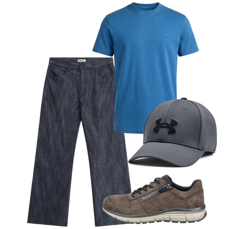 Outfit uomo - Giugno. Stile Casual per Tutti i giorni. Abbinamento con jeans, t-shirt, cappelli, sneakers.