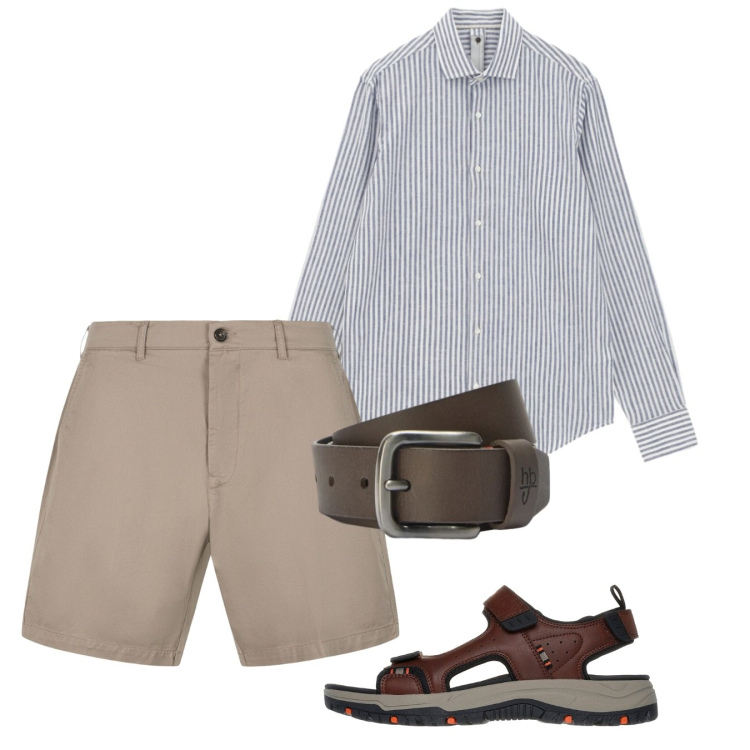 Outfit uomo - Shorts col caldo. Stile Casual per Tutti i giorni. Abbinamento con camicie, cinture, bermuda, sandali.