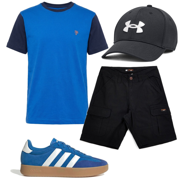 Outfit uomo - Total look #2414209. Stile Casual per Tutti i giorni. Abbinamento con t-shirt, cappelli, sneakers, bermuda.