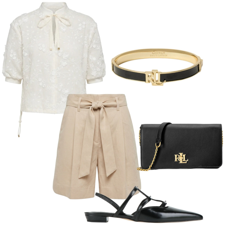 Outfit donna - Total look #2414216. Stile Bon Ton per Cerimonia. Abbinamento con ballerine, bermuda, bluse, braccialetti, borse a mano.