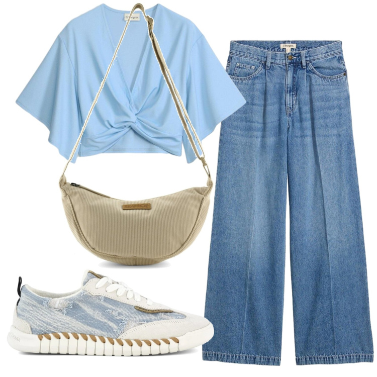 Outfit donna - Total look #2414317. Stile Casual per Tutti i giorni. Abbinamento con jeans, bluse, sneakers, borse a tracolla.