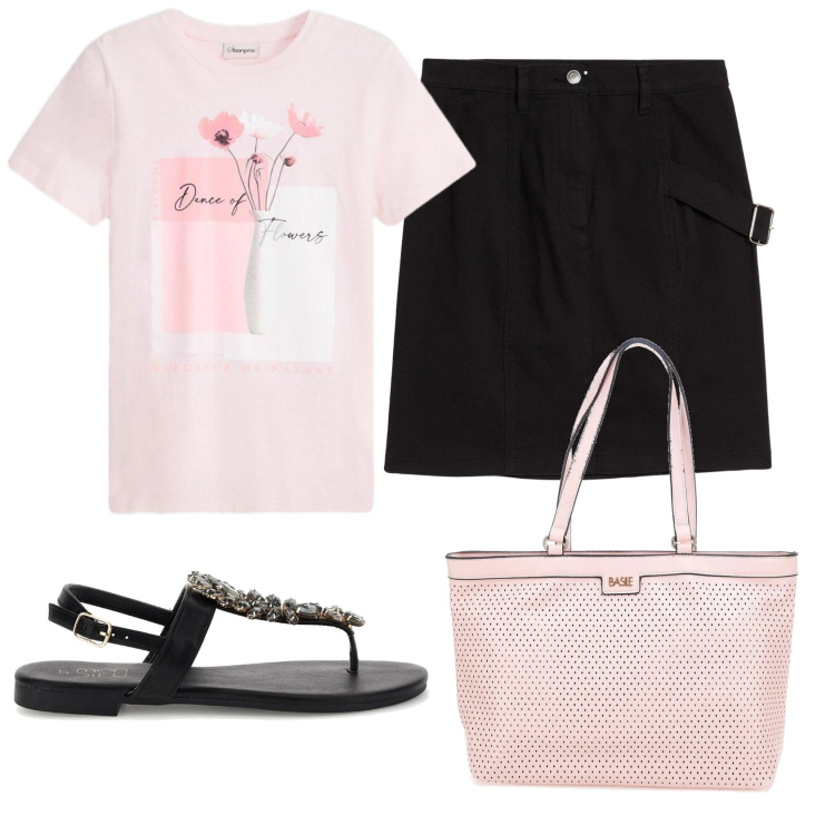 Outfit donna - Total look #2414359. Stile Romantica per Tutti i giorni. Abbinamento con maglieria, gonne, borse a spalla, sandali gioiello.