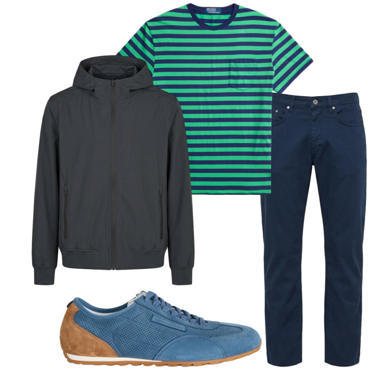 Outfit uomo - Total look #2414379. Stile Casual per Tutti i giorni. Abbinamento con pantaloni, sneakers, t-shirt, bomber.