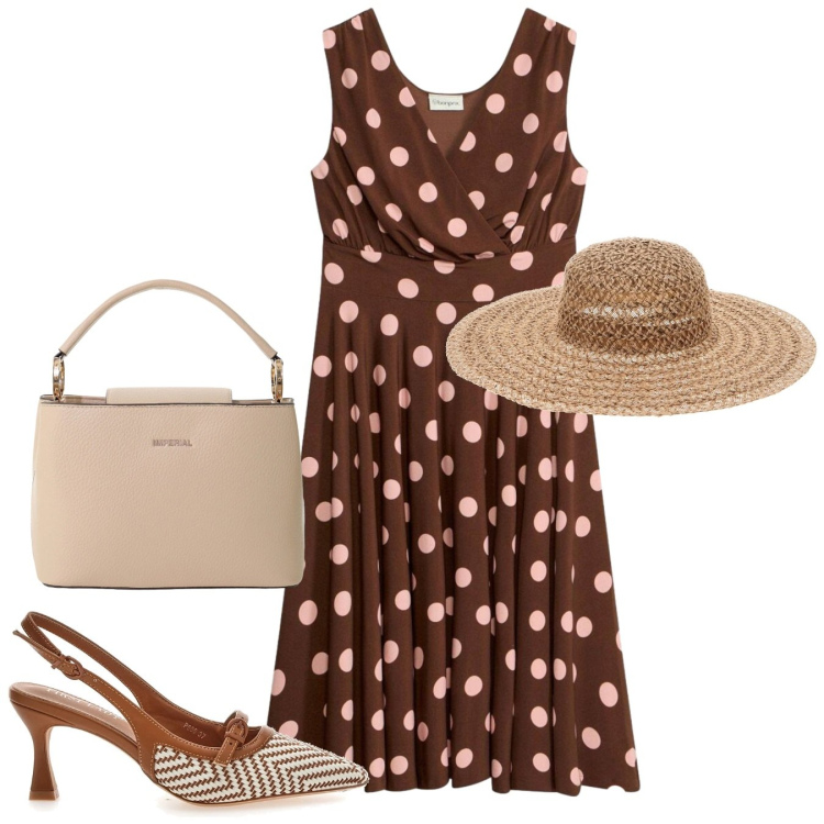 Outfit donna - Pretty woman. Stile Chic per Tutti i giorni. Abbinamento con vestiti, borse a secchiello, cappelli, décolleté.