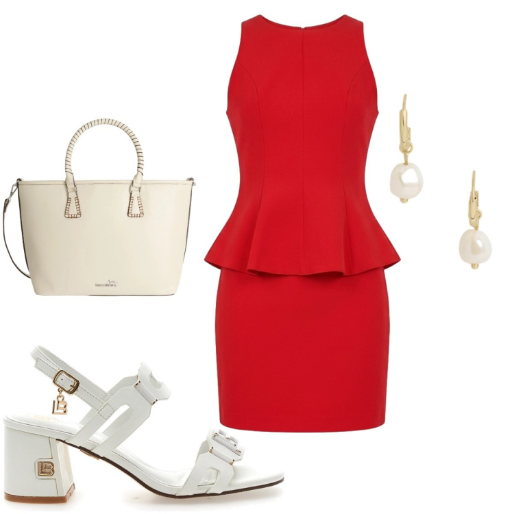 Outfit donna - Una diva dí altri tempi. Stile Vintage retrò per Tutti i giorni. Abbinamento con vestiti a tubino, shopping bag, orecchini, sandali col tacco.
