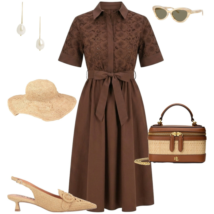 Outfit donna - Lo chemisier un classico senza tempo. Stile Vintage retrò per Tutti i giorni. Abbinamento con décolleté, cappelli, vestiti chemisier, occhiali da sole, orecchini, borse a tracolla.