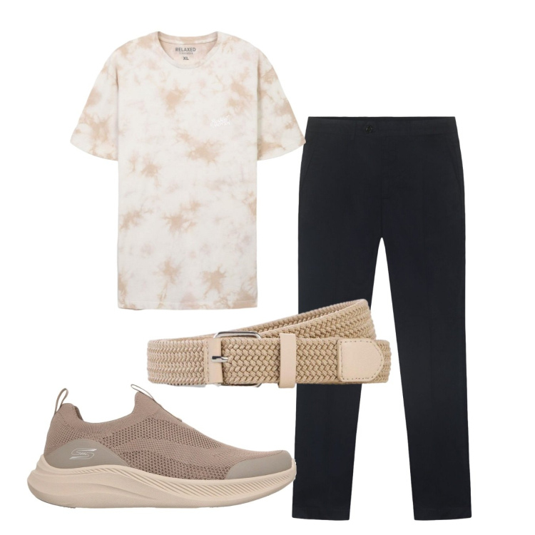 Outfit uomo - Le scarpe più comode. Stile Casual per Tutti i giorni. Abbinamento con cinture, t-shirt, pantaloni, sneakers.