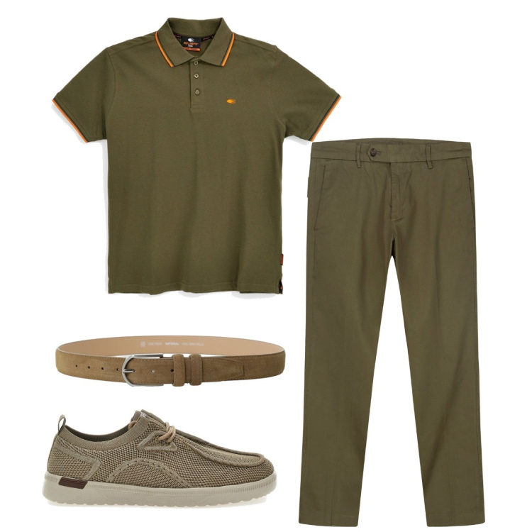 Outfit uomo - Musk. Stile Casual per Tutti i giorni. Abbinamento con cinture, pantaloni chino, scarpe stringate, polo.