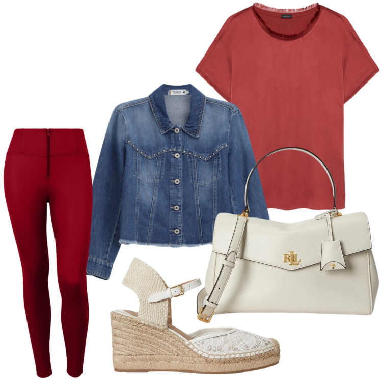 Outfit donna - Borsa ice white. Stile Casual per Ufficio. Abbinamento con blazer, pantaloni skinny, t-shirt, espadrillas, borse a mano.