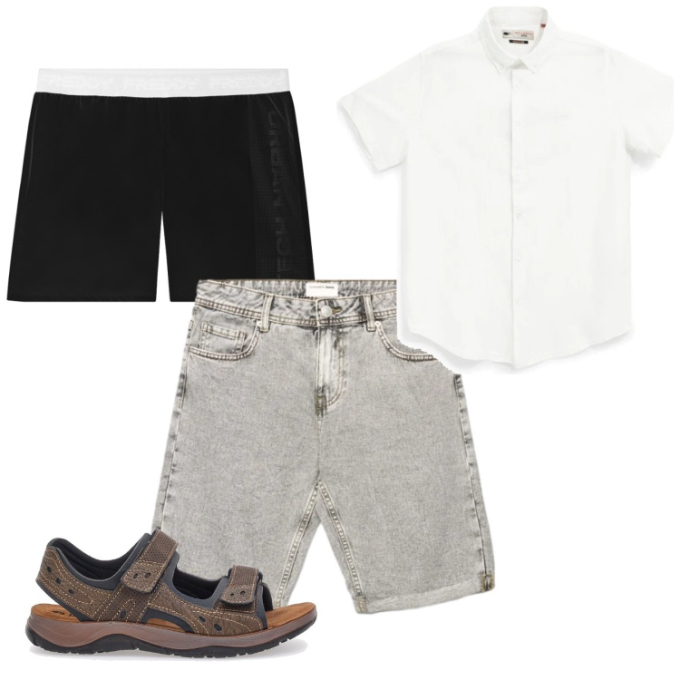 Outfit uomo - Al mare. Stile Casual per Mare. Abbinamento con shorts, costumi, camicie a manica corta, sandali.