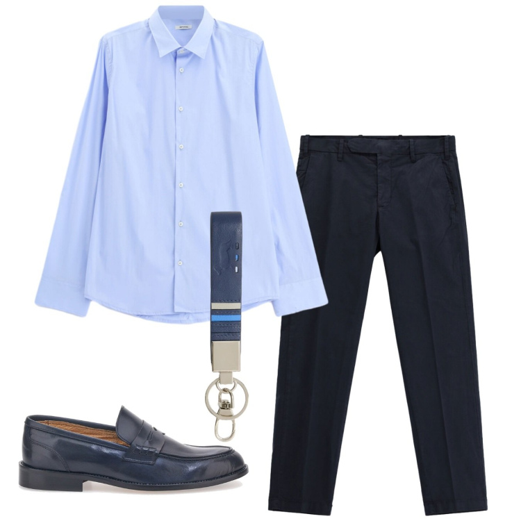 Outfit uomo - Tocco chic. Stile Casual per Tutti i giorni. Abbinamento con camicie, pantaloni, portachiavi, scarpe stringate.