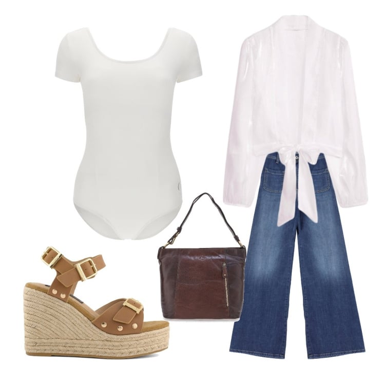 Outfit donna - Stile retro\' - @ovg17. Stile Vintage retrò per Tutti i giorni. Abbinamento con kimono, jeans, body, borse a spalla, zeppe.