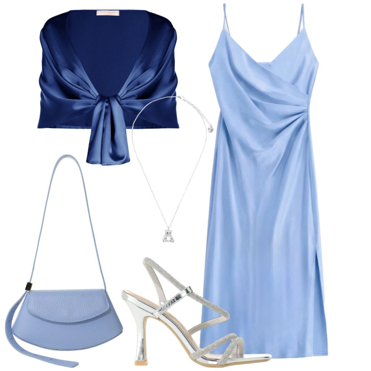 Outfit donna - Total look #2414582. Stile Chic per Serata fuori. Abbinamento con stole, sandali col tacco, vestiti midi/longuette, borse a spalla, ciondoli.