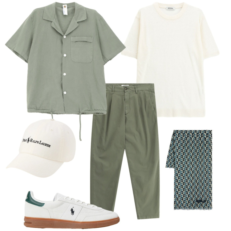 Outfit uomo - Camicia e t-shirt. Stile Trendy per Tutti i giorni. Abbinamento con pantaloni, camicie a manica corta, t-shirt, sciarpe, sneakers, cappelli.