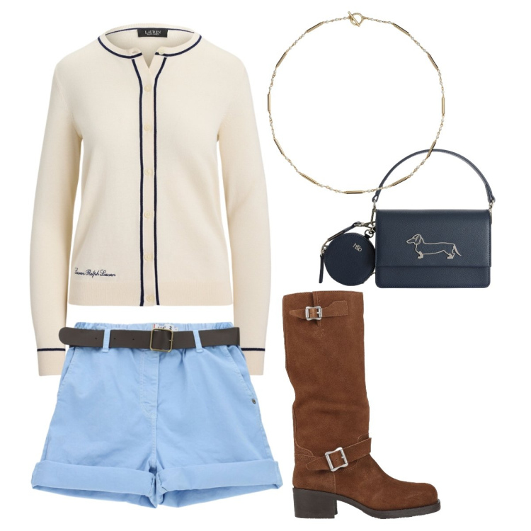 Outfit donna - Most loved. Stile Basic per Tutti i giorni. Abbinamento con stivali, borse a tracolla, shorts, collane, cardigans.