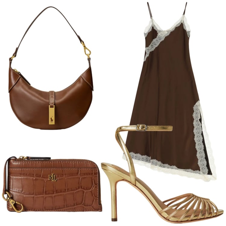 Outfit donna - Lo slip dress Imperial. Stile Sexy per Serata fuori. Abbinamento con vestiti lunghi, borse a spalla, sandali in pelle, portafogli.