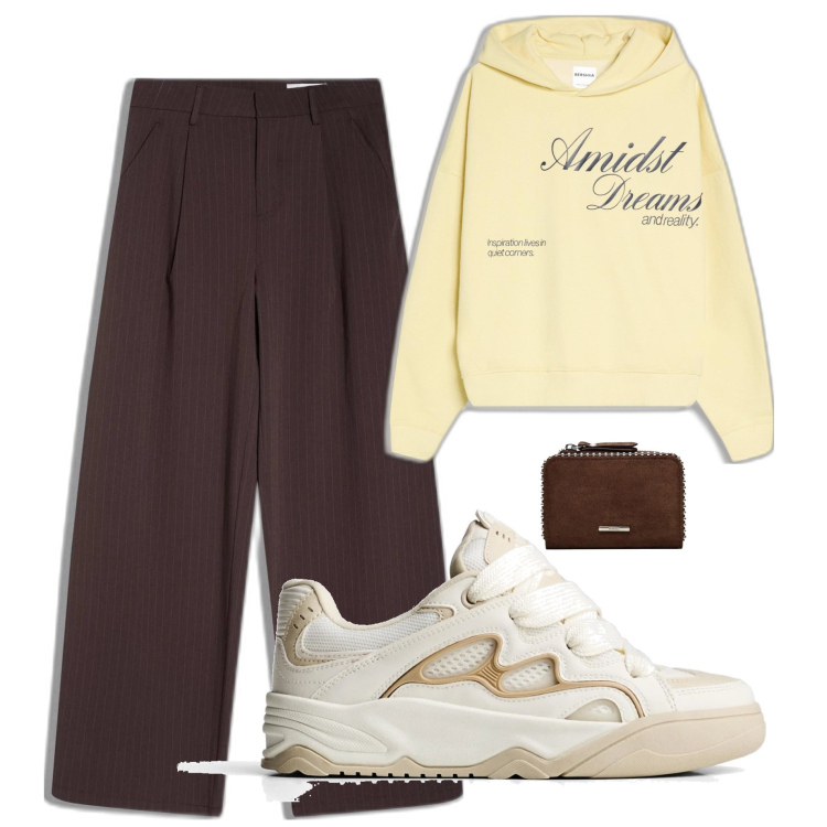 Outfit mujer - Casual #5170. Estilo Casual para Todos los días. Combinación con sudaderas con capucha, pantalones, monederos, sneakers.
