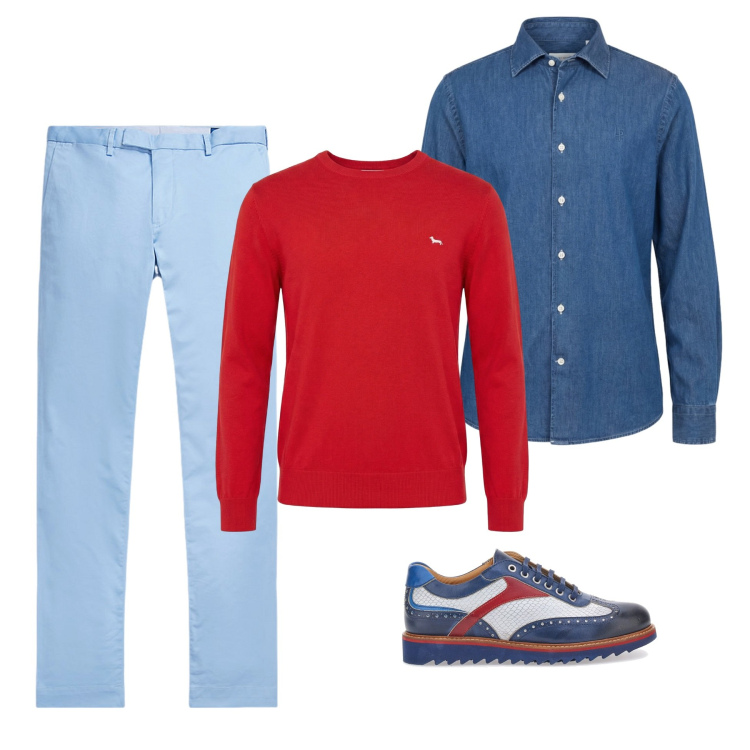 Outfit uomo - Rosso aperitivo. Stile Business/Elegante per Serata speciale. Abbinamento con pullovers, camicie, pantaloni, scarpe stringate.