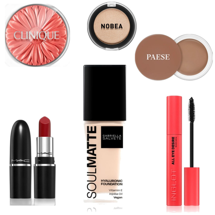 Outfit donna - Trucco anti afa. Abbinamento con terre, fondotinta, rossetti, mascara, ombretti, blush.