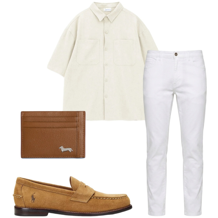 Outfit uomo - Total look #2414654. Stile Casual per Tutti i giorni. Abbinamento con camicie a manica corta, portafogli, jeans, scarpe stringate.
