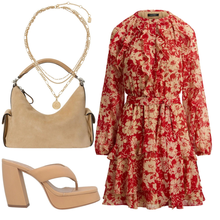 Outfit donna - Total look #2414659. Stile Basic per Ufficio. Abbinamento con ciabatte, ciondoli, vestiti chemisier, borse a spalla.