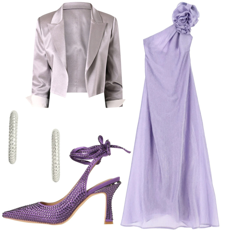 Outfit donna - Total look #2414663. Stile Chic per Tutti i giorni. Abbinamento con décolleté, vestiti lunghi, bolero, orecchini.