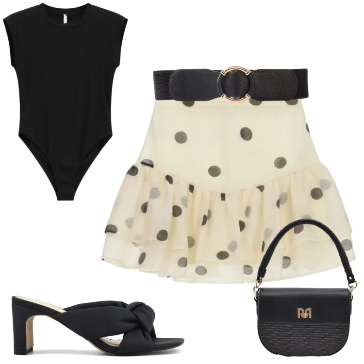 Outfit donna - 60s. Stile Vintage retrò per Tutti i giorni. Abbinamento con cinture, borse a spalla, minigonne, t-shirt, sandali col tacco.