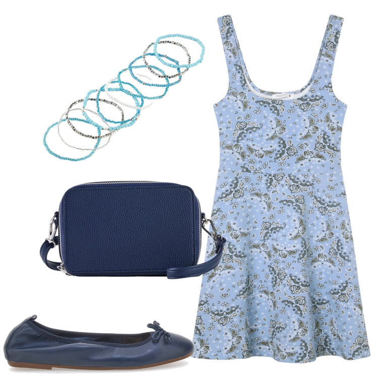 Outfit donna - Total look #2414667. Stile Basic per Serata fuori. look ideale per Petite. Abbinamento con borse a tracolla, braccialetti, vestiti corti, ballerine.