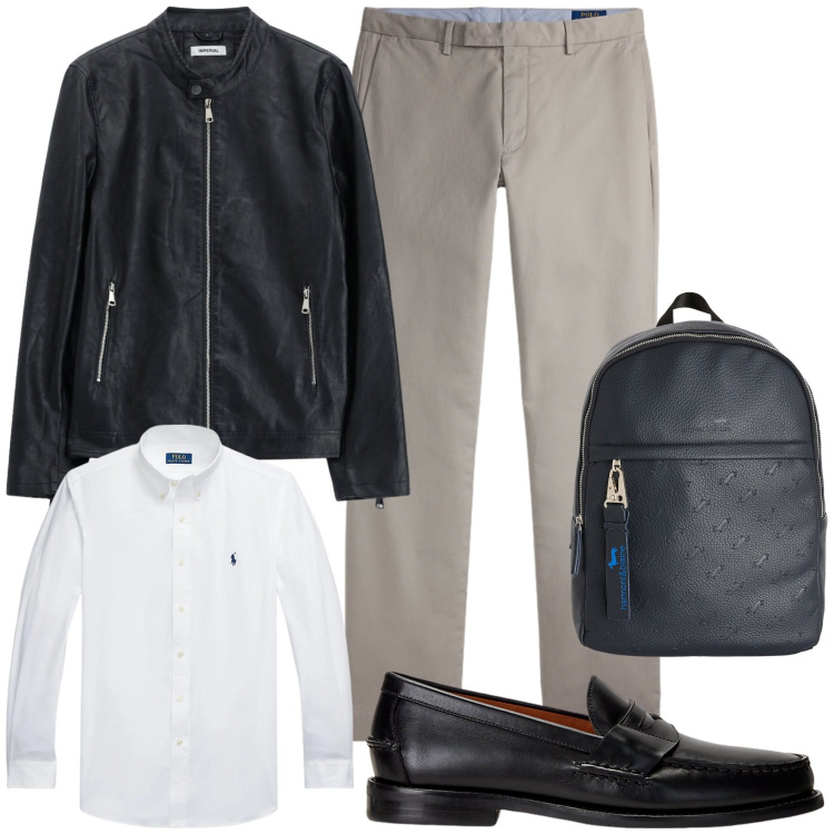 Outfit uomo - In ufficio con grinta. Stile Business/Elegante per Ufficio. Abbinamento con giacche, borse sportive, scarpe stringate, camicie, pantaloni.