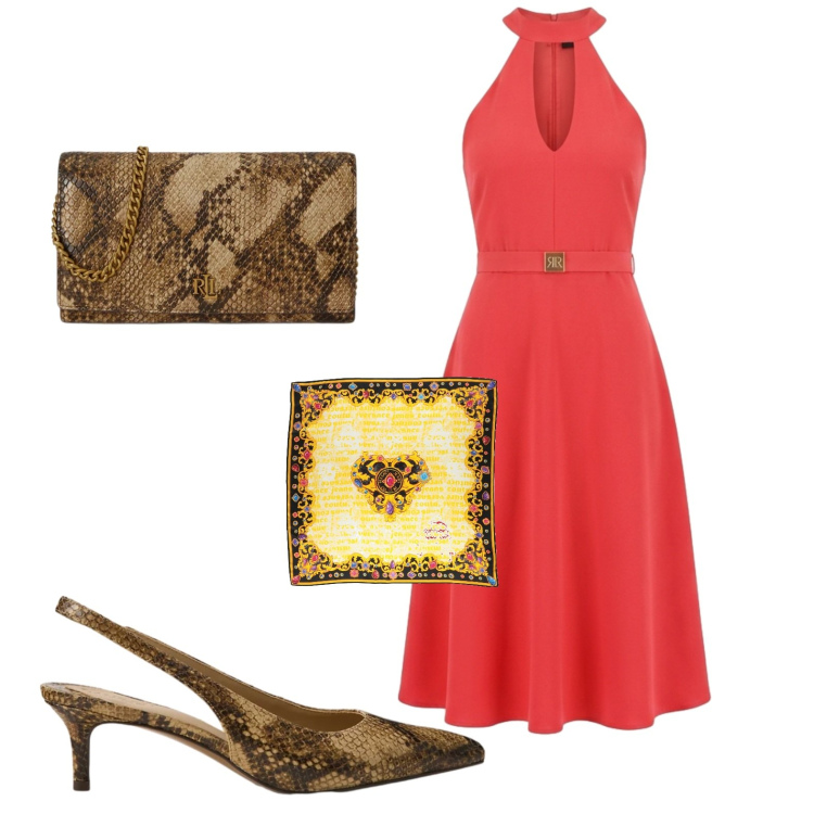 Outfit donna - Rosso. Stile Glamour per Cerimonia. Abbinamento con sciarpe, vestiti midi/longuette, décolleté, borse a tracolla.