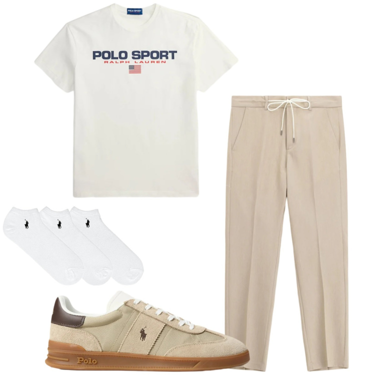 Outfit uomo - Total look #2414678. Stile Casual per Tutti i giorni. Abbinamento con pantaloni, calzini, t-shirt, sneakers.